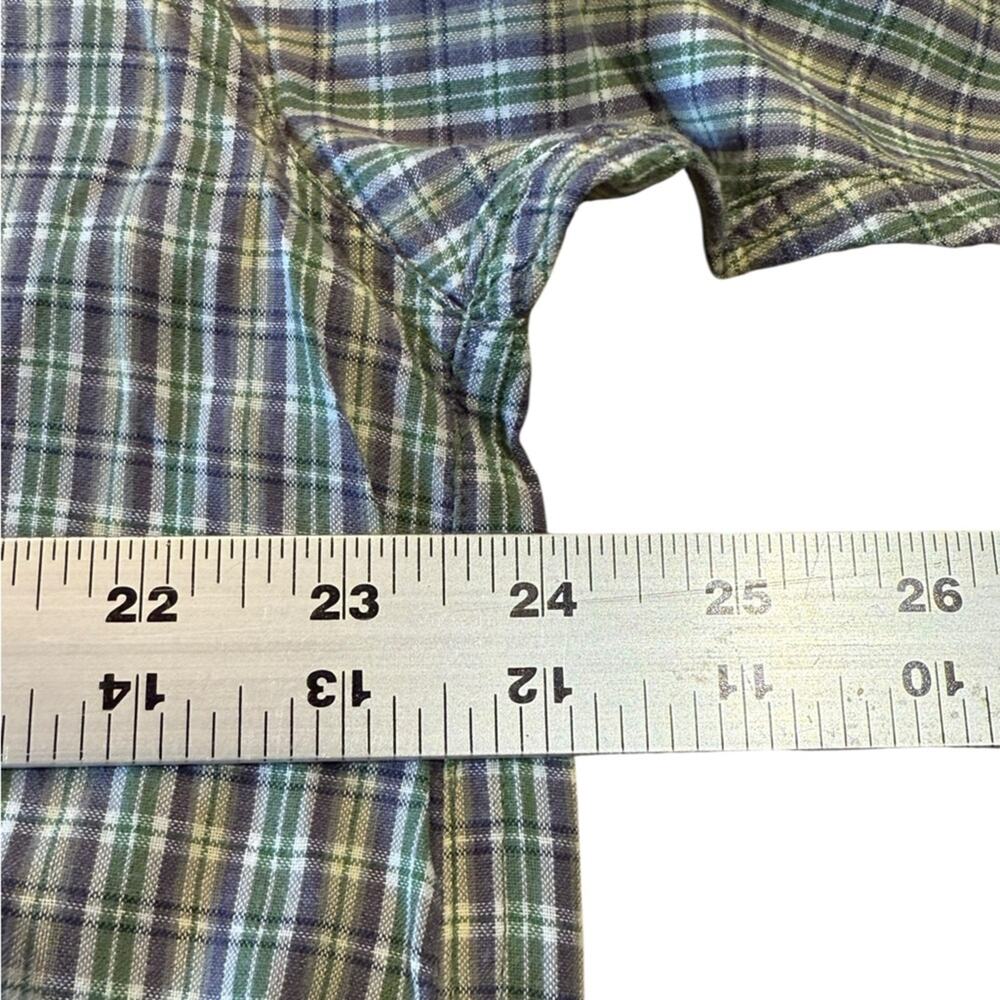 Columbia Men's Large Green and Purple Plaid Short Sleeve Cotton Shirt - Picture 3 of 7